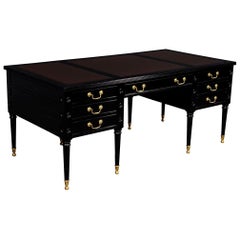 Vintage Black Leather Top Desk by Councill