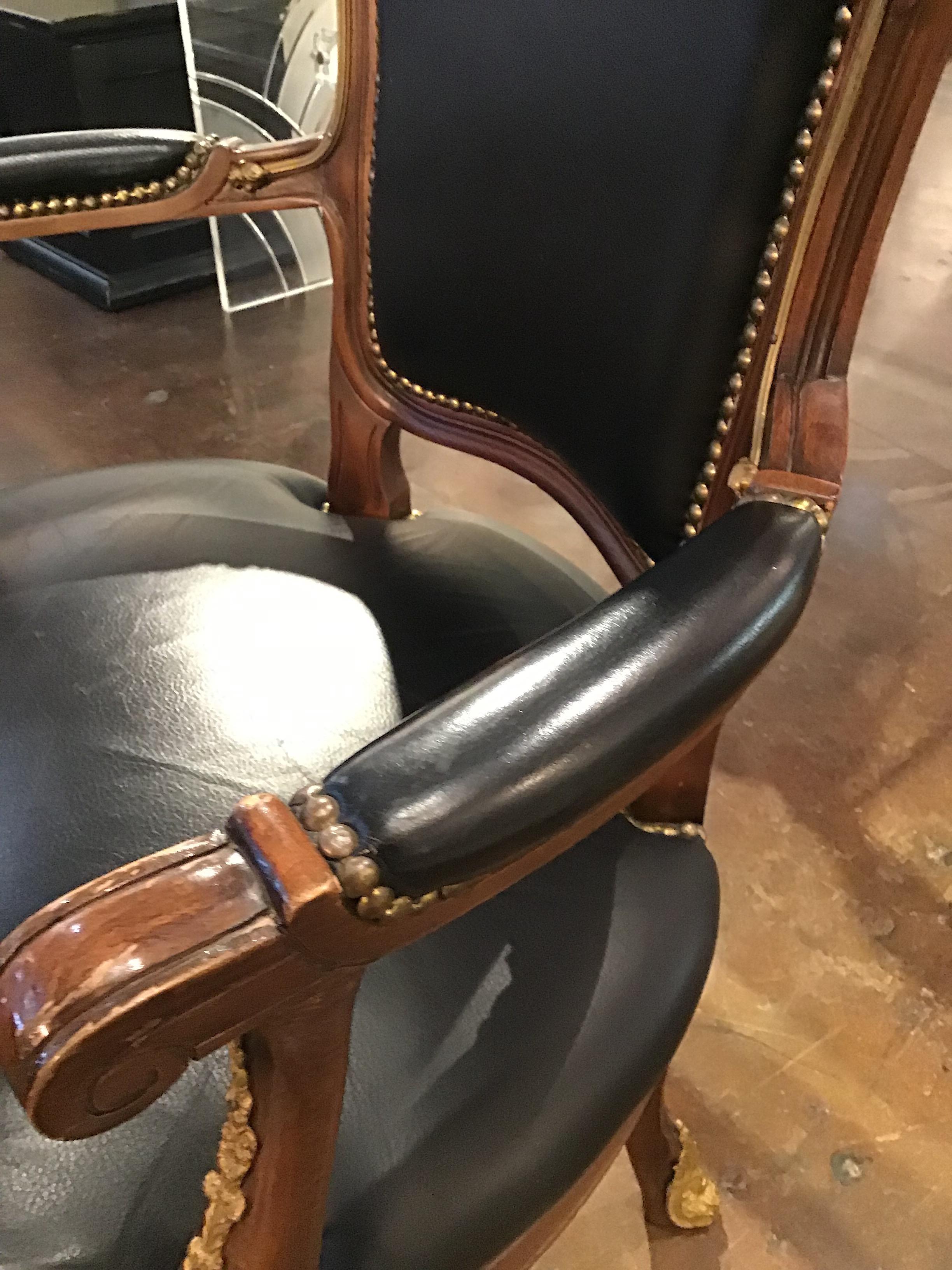 leather and wood armchair
