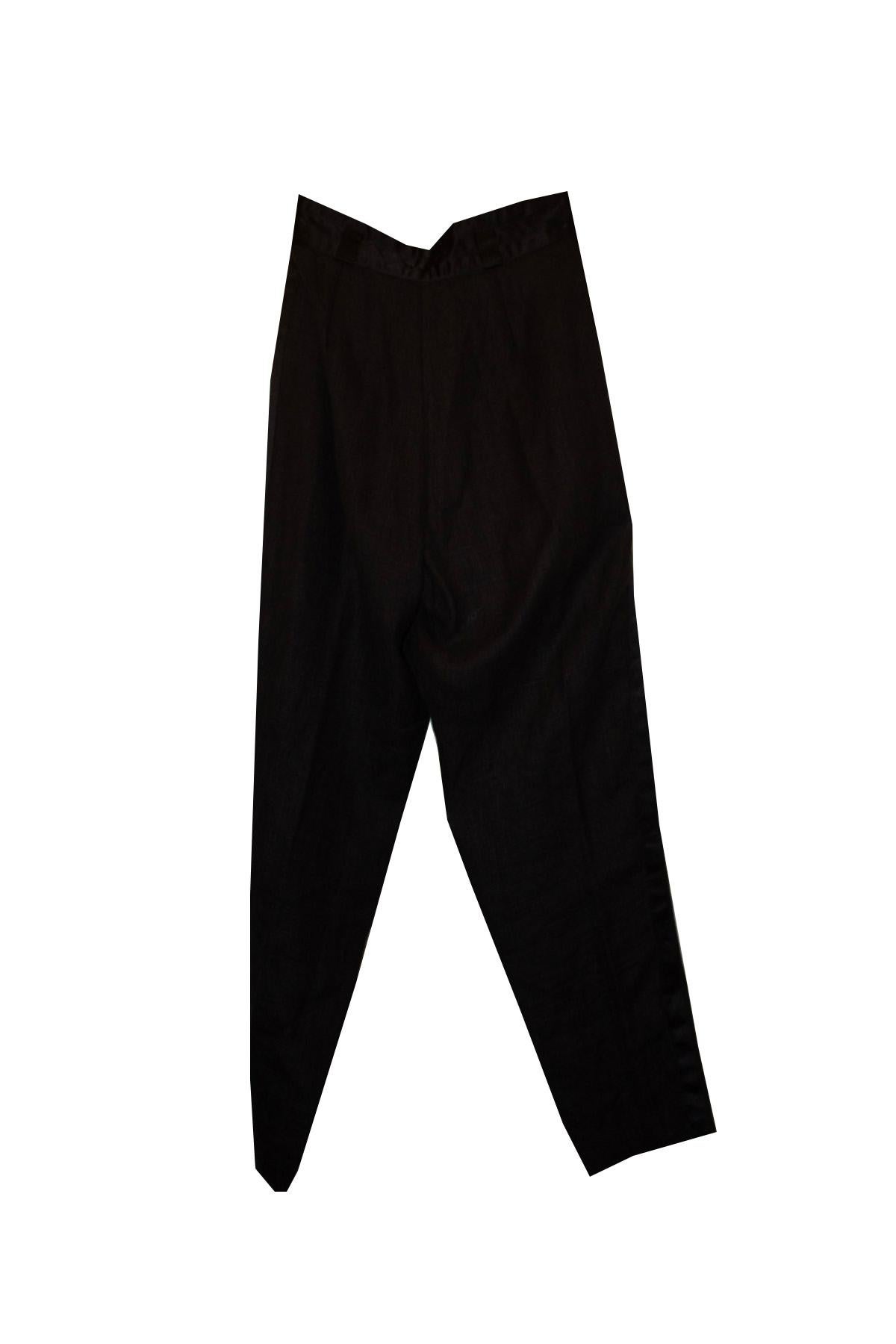 Women's Vintage Black Linen and Silk Trousers by Gianni Versace For Sale