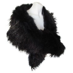 Vintage Black Marabou Feather Stole Boa Evening Wear