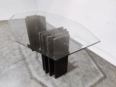 Vintage Black Marble and Glass Dining Table, 1970s