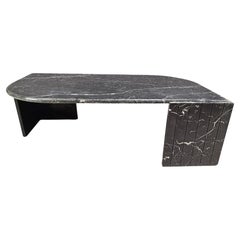 Vintage black marble coffee table, 1970s