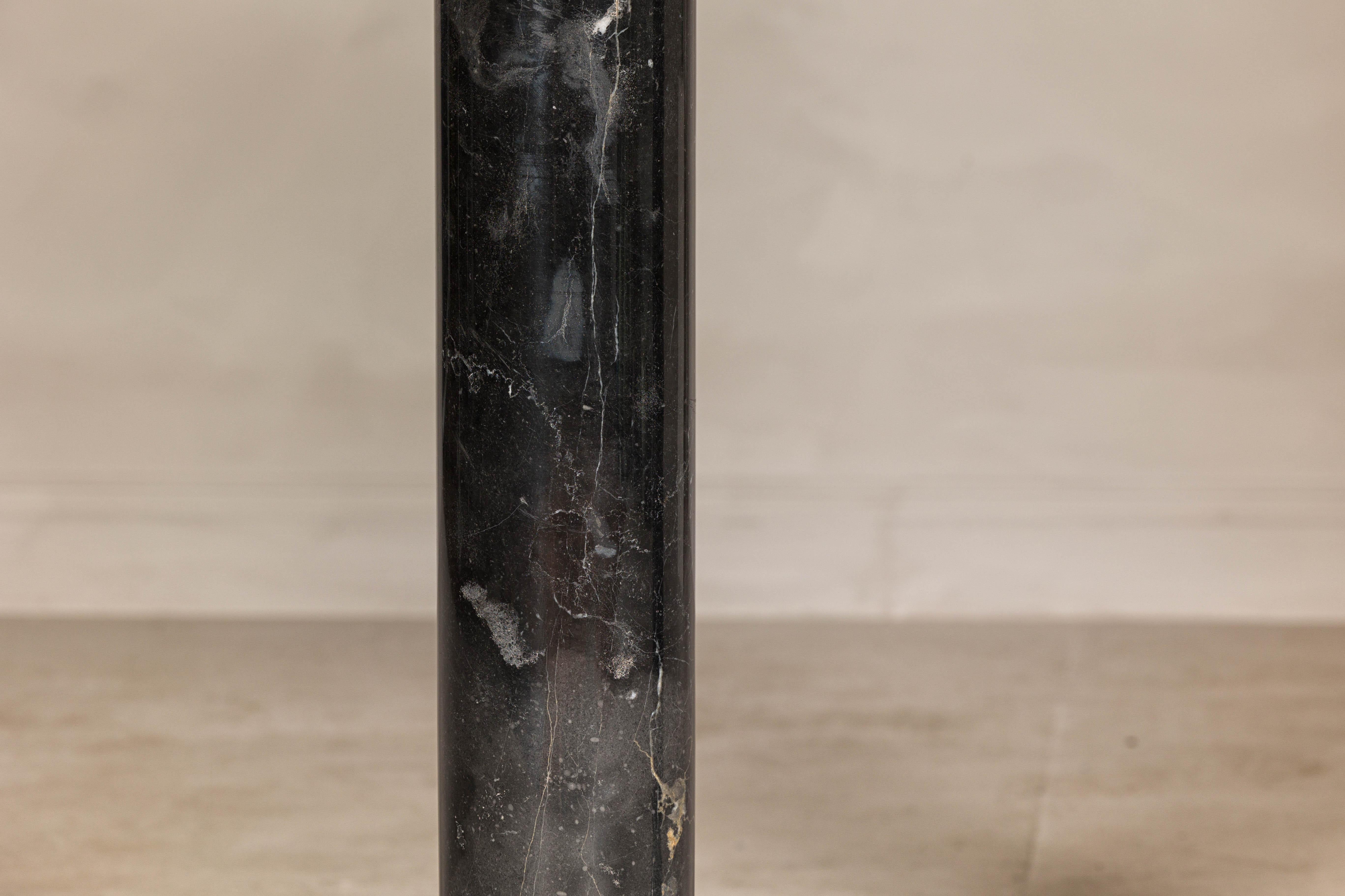 Vintage Black Marble Column Pedestal with White Veiting, Sold Individually en vente 3