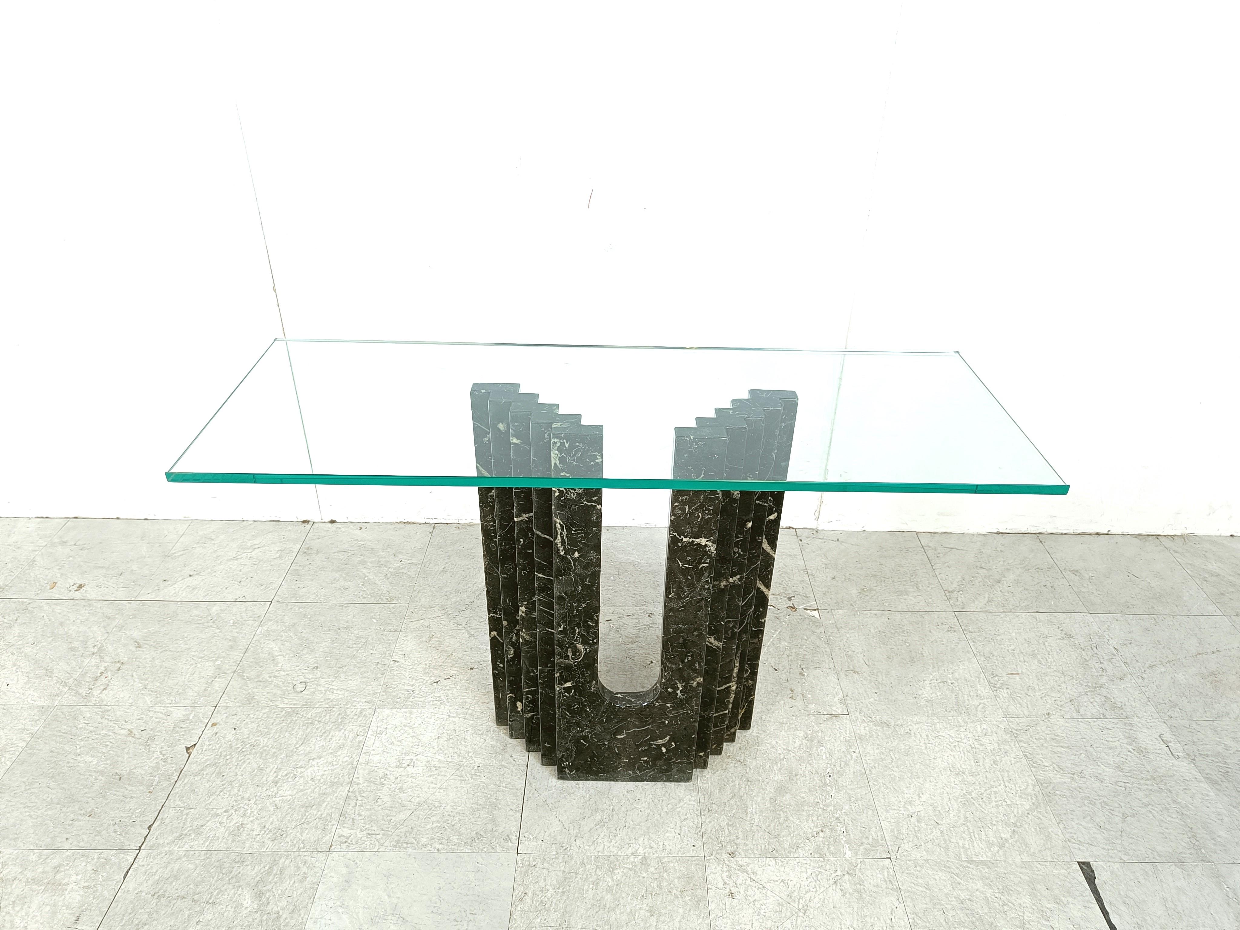 Mid-Century Modern Vintage black marble console table by Cattelan Italy, 1980s For Sale