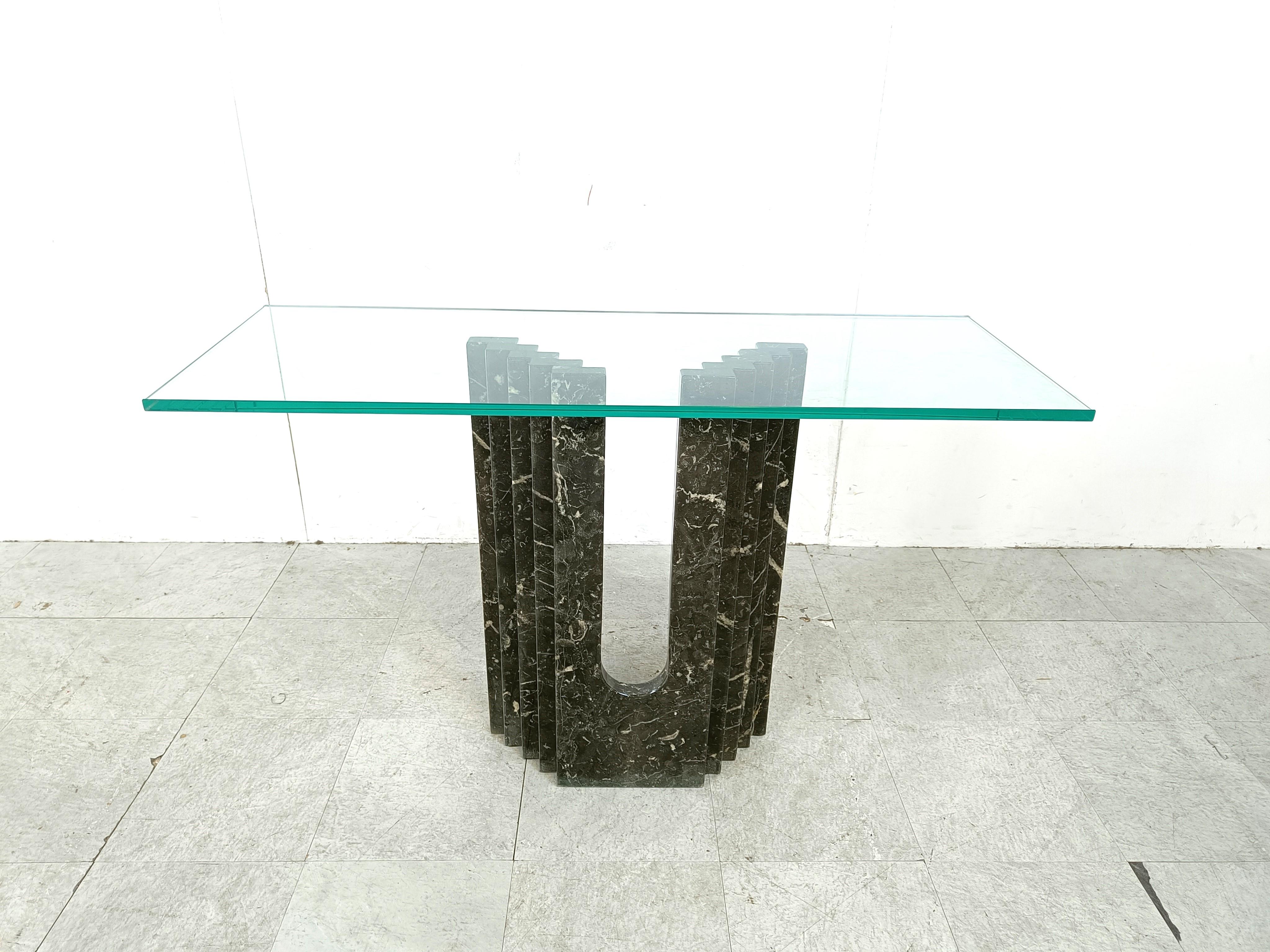 Italian Vintage black marble console table by Cattelan Italy, 1980s For Sale