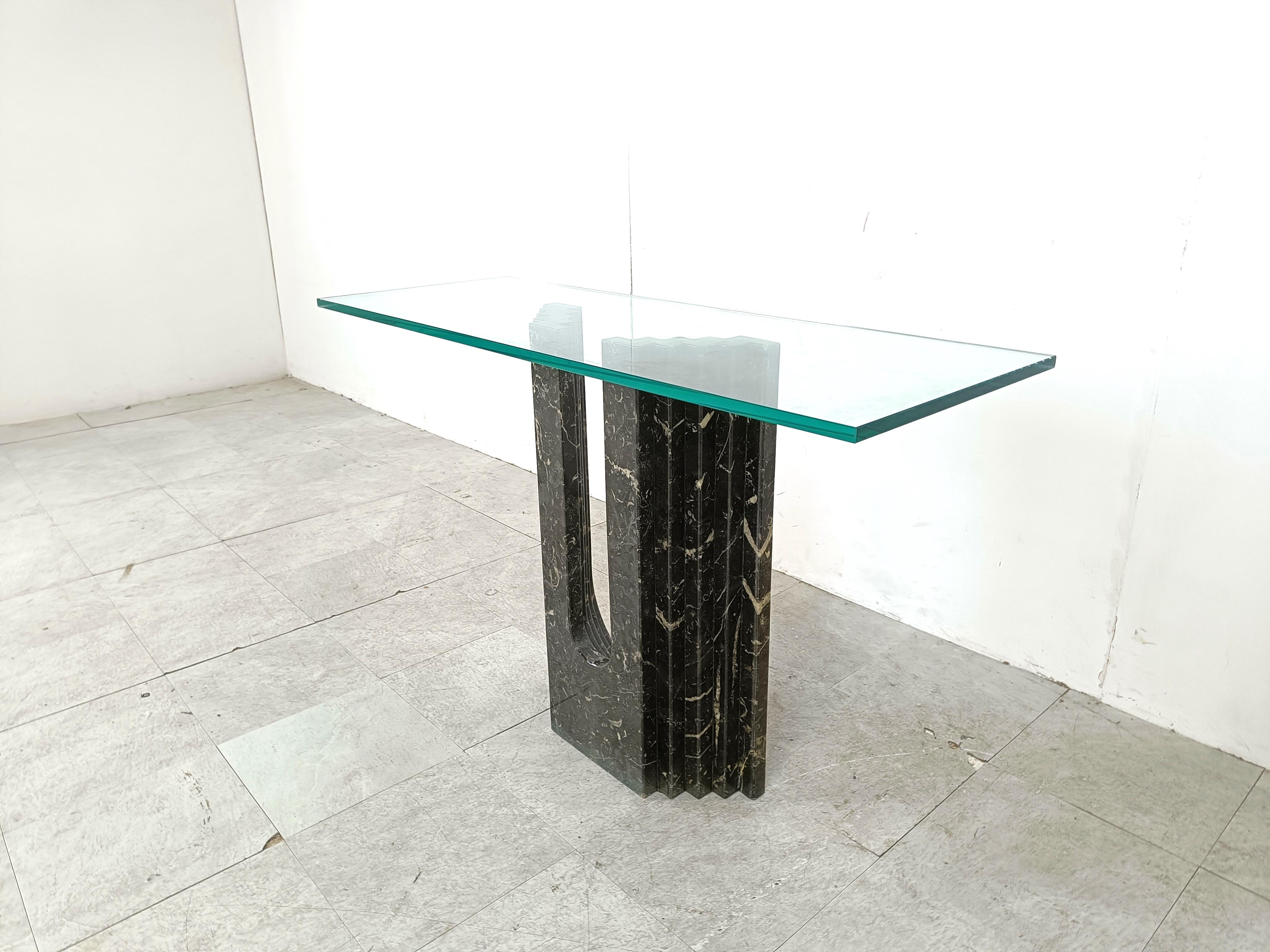 Vintage black marble console table by Cattelan Italy, 1980s For Sale 1