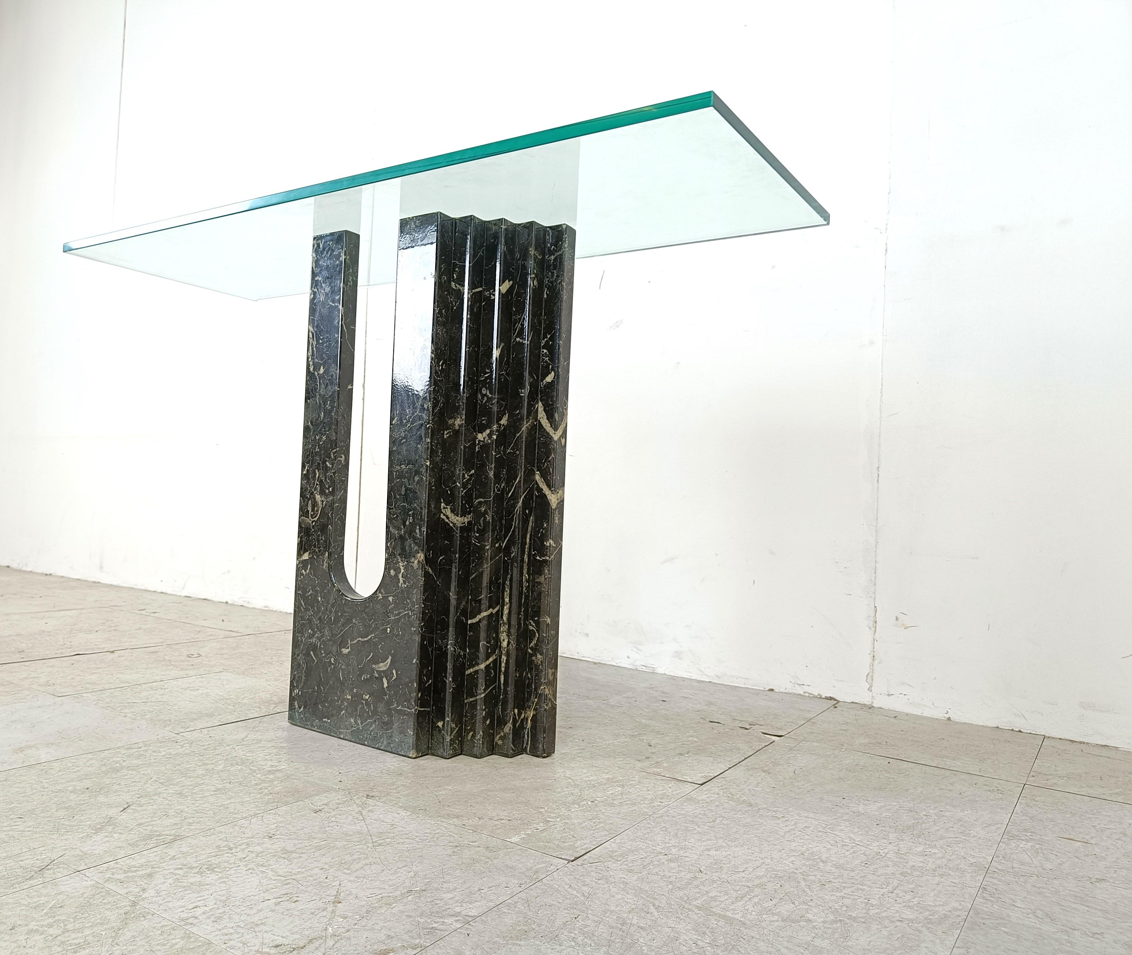 Vintage black marble console table by Cattelan Italy, 1980s For Sale 2