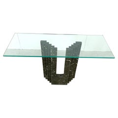 Vintage black marble console table by Cattelan Italy, 1980s