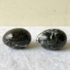 Vintage Black Marble Egg Paperweights