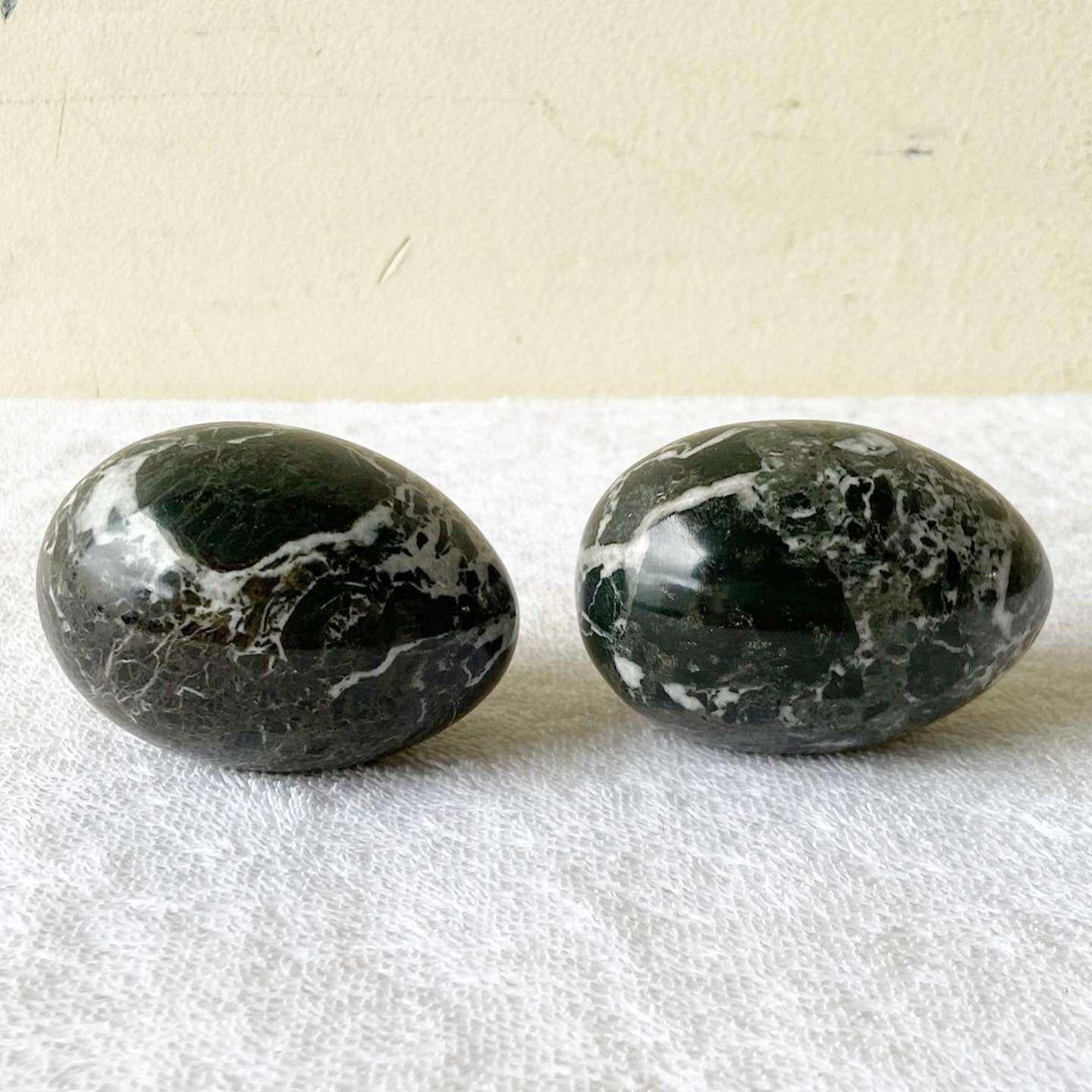 Belgian Black Marble Vintage Black Marble Egg Paperweights For Sale