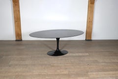 Vintage Black Marble Tulip Oval Dining Table By Eero Saarinen For Knoll, 1970s