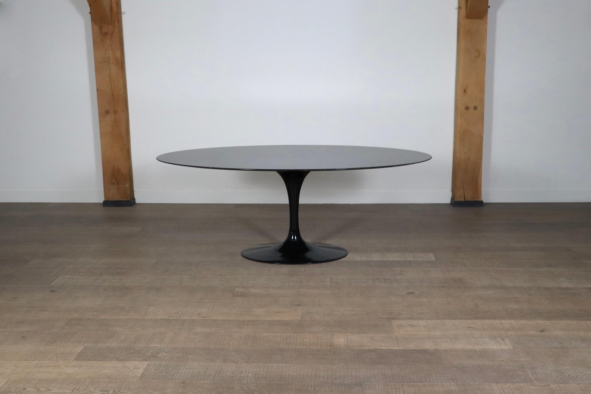 Vintage Black Marble Tulip Oval Dining Table By Eero Saarinen For Knoll, 1970s 2