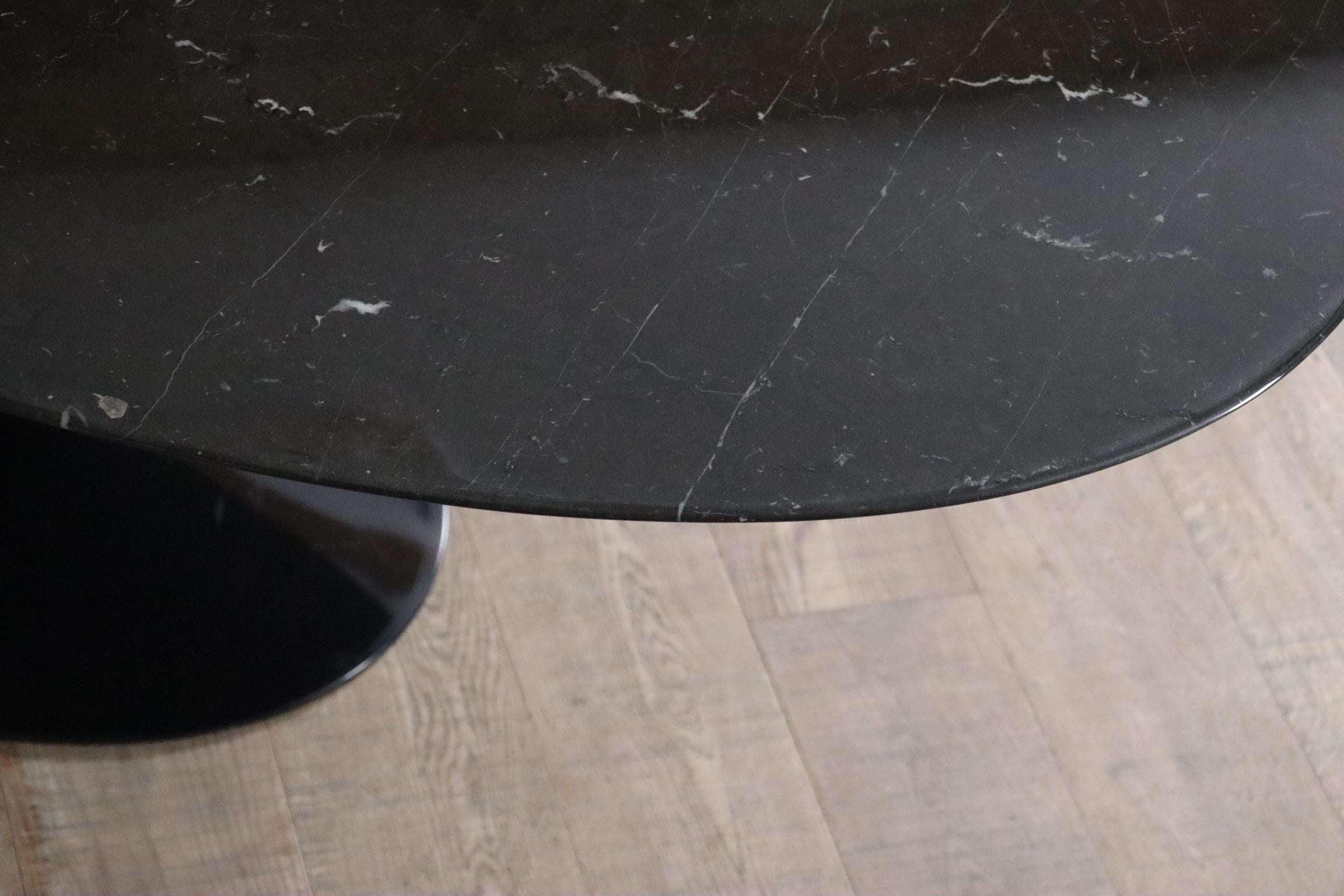 Vintage Black Marble Tulip Oval Dining Table By Eero Saarinen For Knoll, 1970s 3