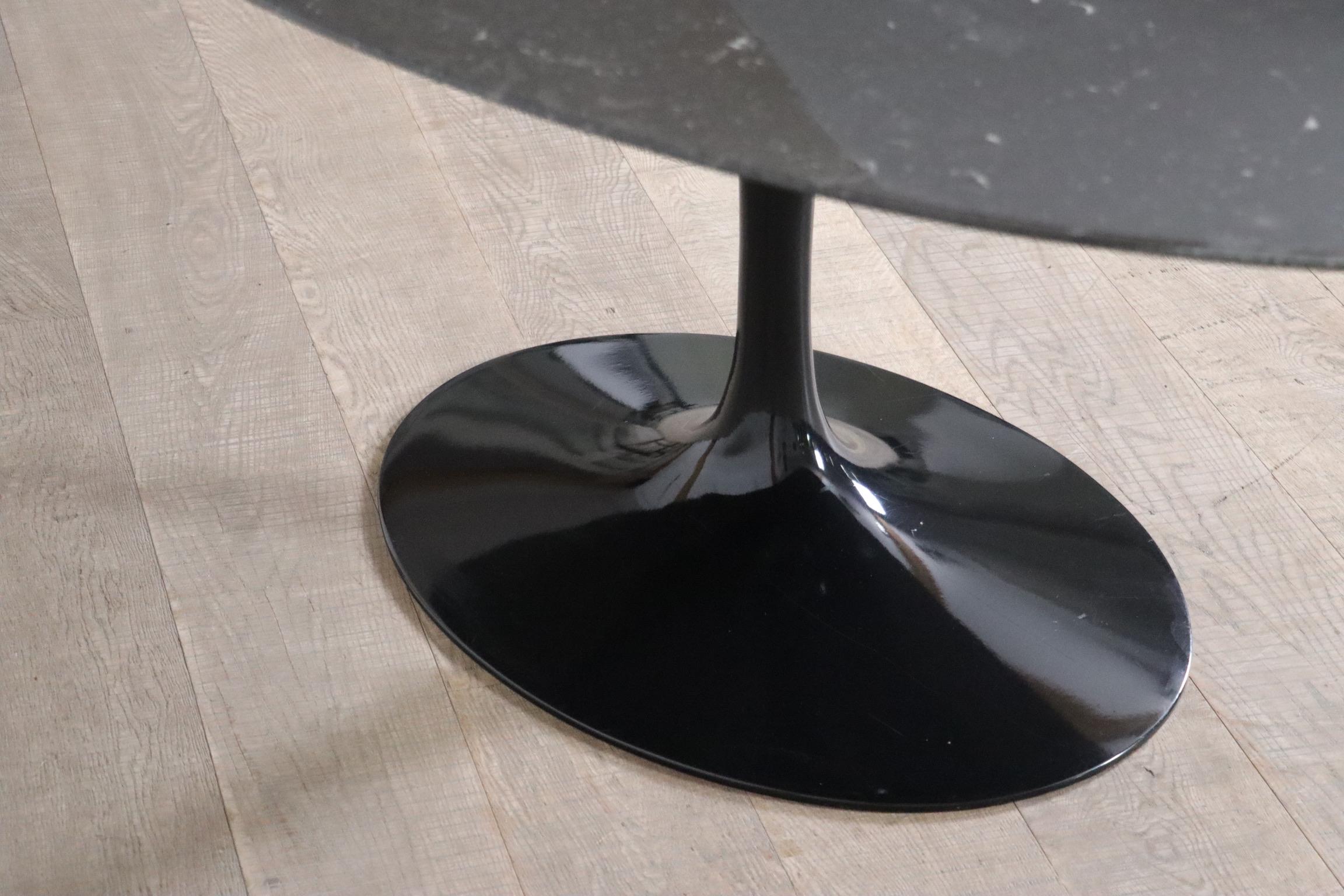 Vintage Black Marble Tulip Oval Dining Table By Eero Saarinen For Knoll, 1970s 4