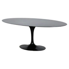 Retro Black Marble Tulip Oval Dining Table By Eero Saarinen For Knoll, 1970s