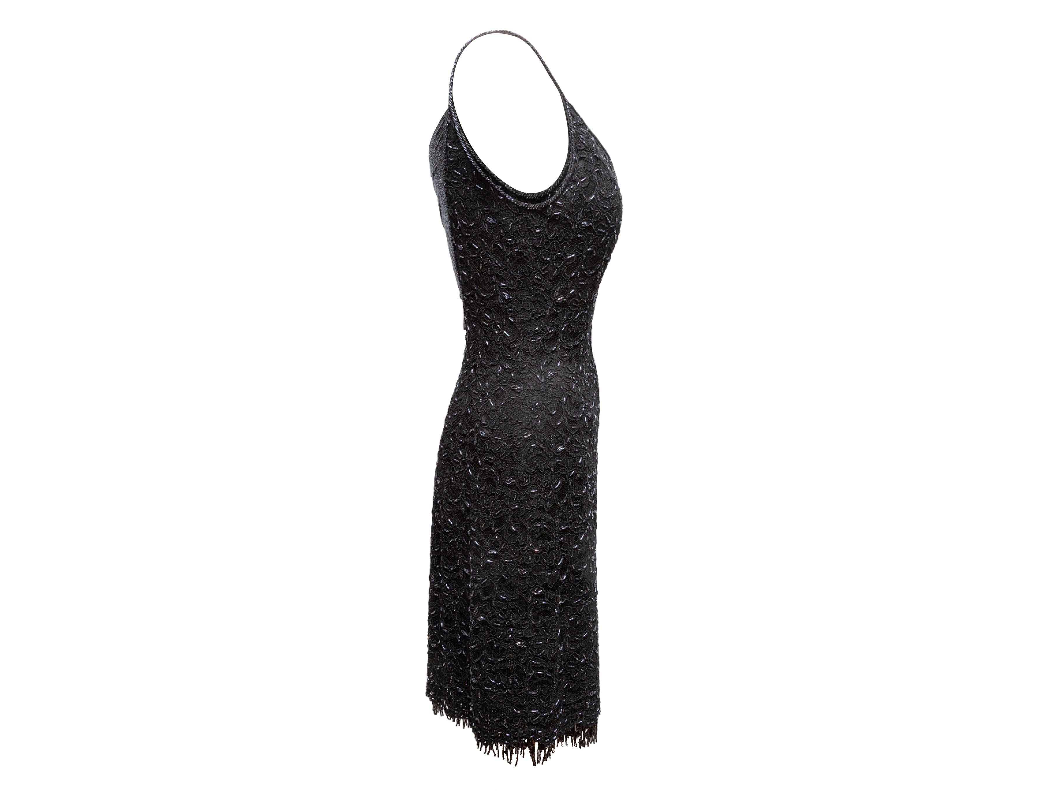 Vintage Black Max Nugus Beaded Cocktail Dress Size US S In Good Condition For Sale In New York, NY