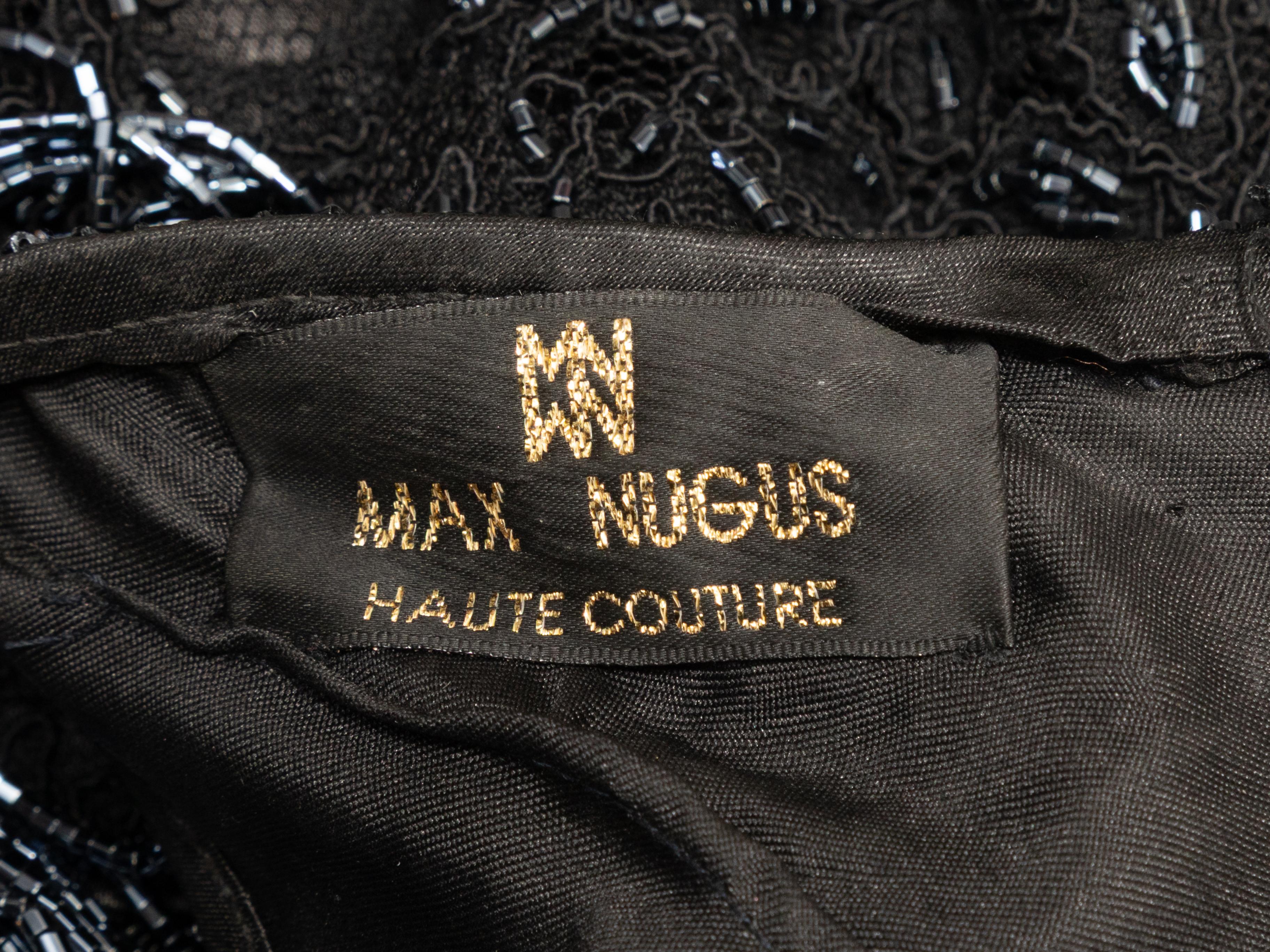 Vintage Black Max Nugus Beaded Cocktail Dress Size US S For Sale 1