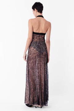 Vintage John Galliano Black Maxi Lace Halterneck Dress