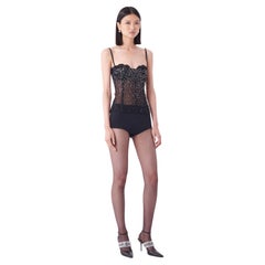 Vintage Dolce & Gabbana Black Mesh Crystals Gems Corset
