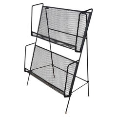 Schwarzes Vintage-Medienregal aus Metall, Moderne Mitte des Jahrhunderts, 1950er Jahre USA