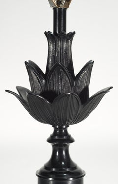 Vintage Black Metal Pineapple Urn Table Lamp