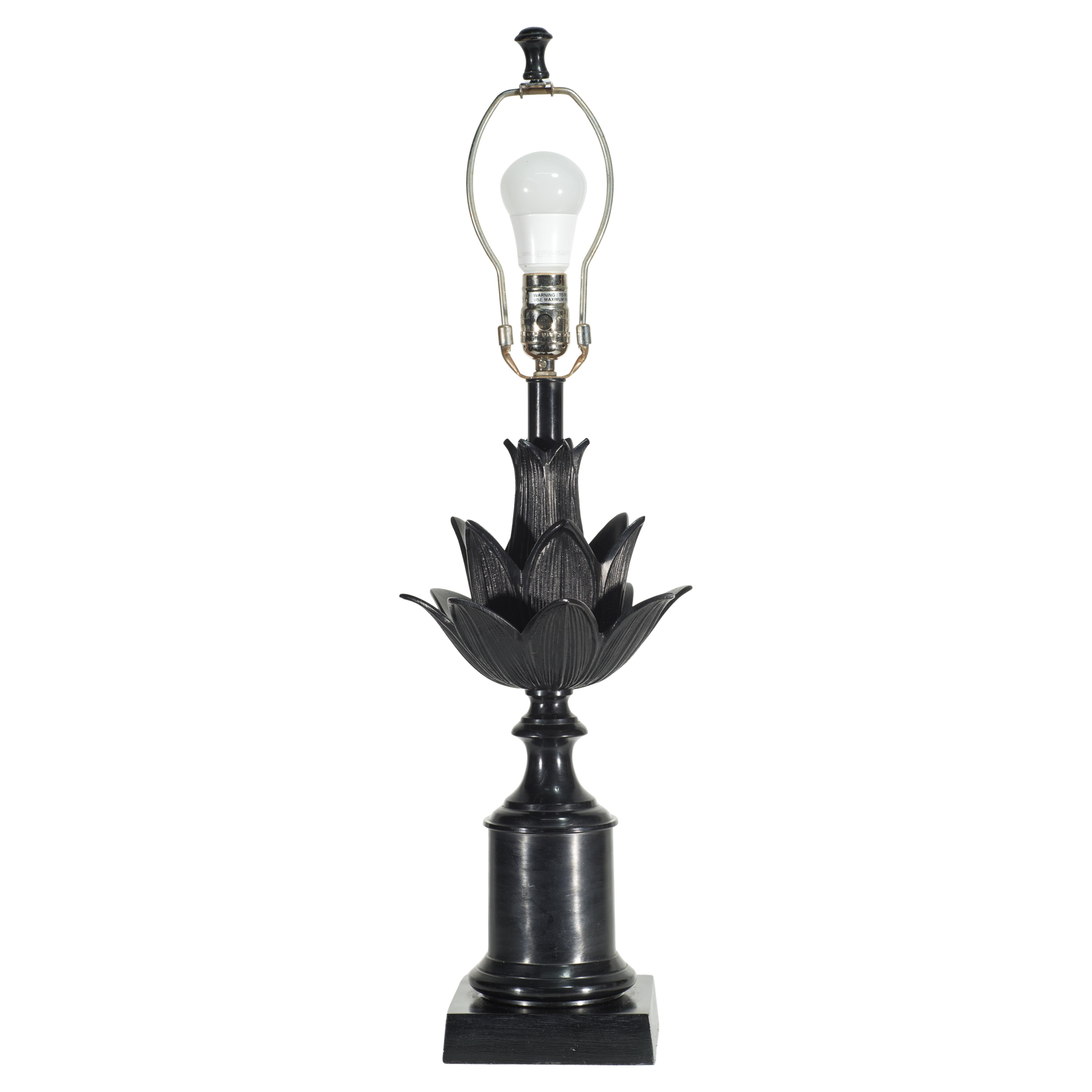 Vintage Black Metal Pineapple Urn Table Lamp