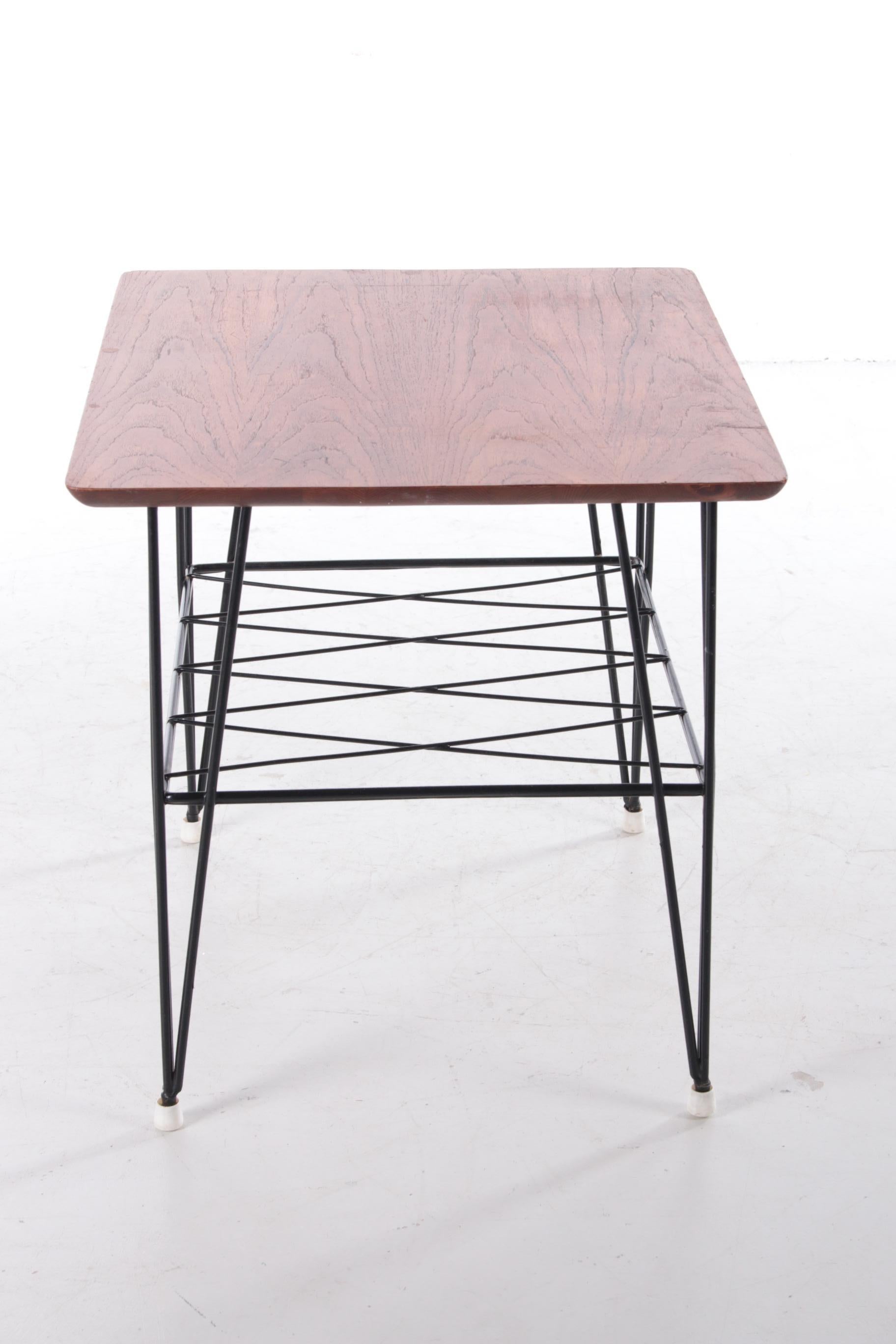 Mid-20th Century Vintage Black Metal String Coffee Table from Sweden, 1960