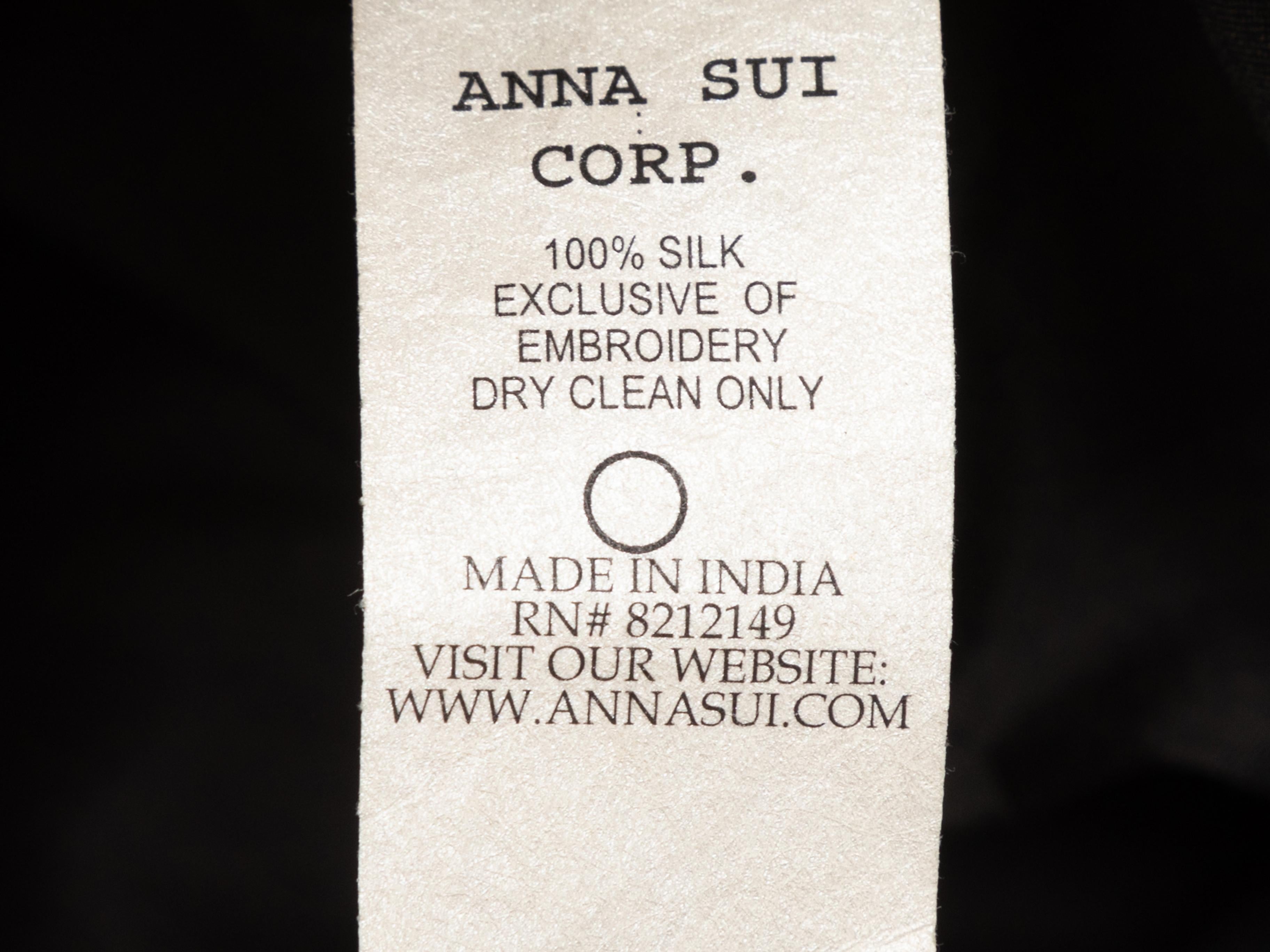 Vintage Black & Multicolor Anna Sui Silk Floral Hem Pants 1