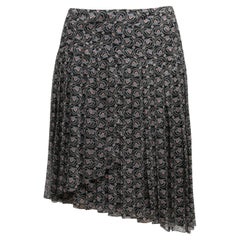 Vintage Black & Multicolor Chanel Spring/Summer 2004 Silk Printed Skirt Size 38