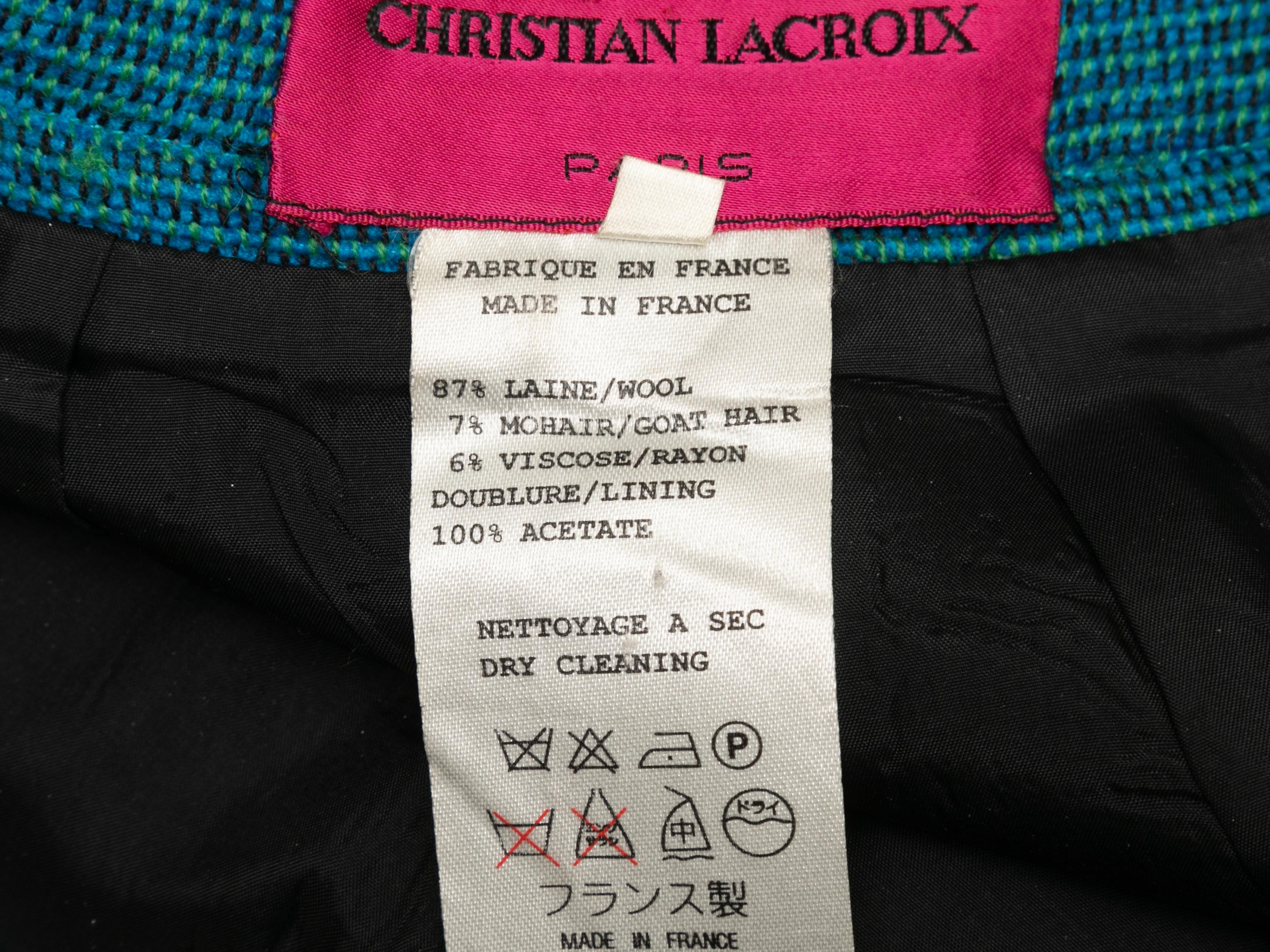 Schwarzer & mehrfarbiger Christian Lacroix Vintage-Rock aus Wolle mit Schachbrettmuster und gestreiftem Rock S im Angebot 3