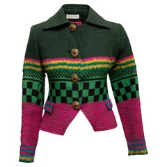 Vintage By Christian Lacroix Gonna a scacchiera e a righe in lana nera e multicolore S