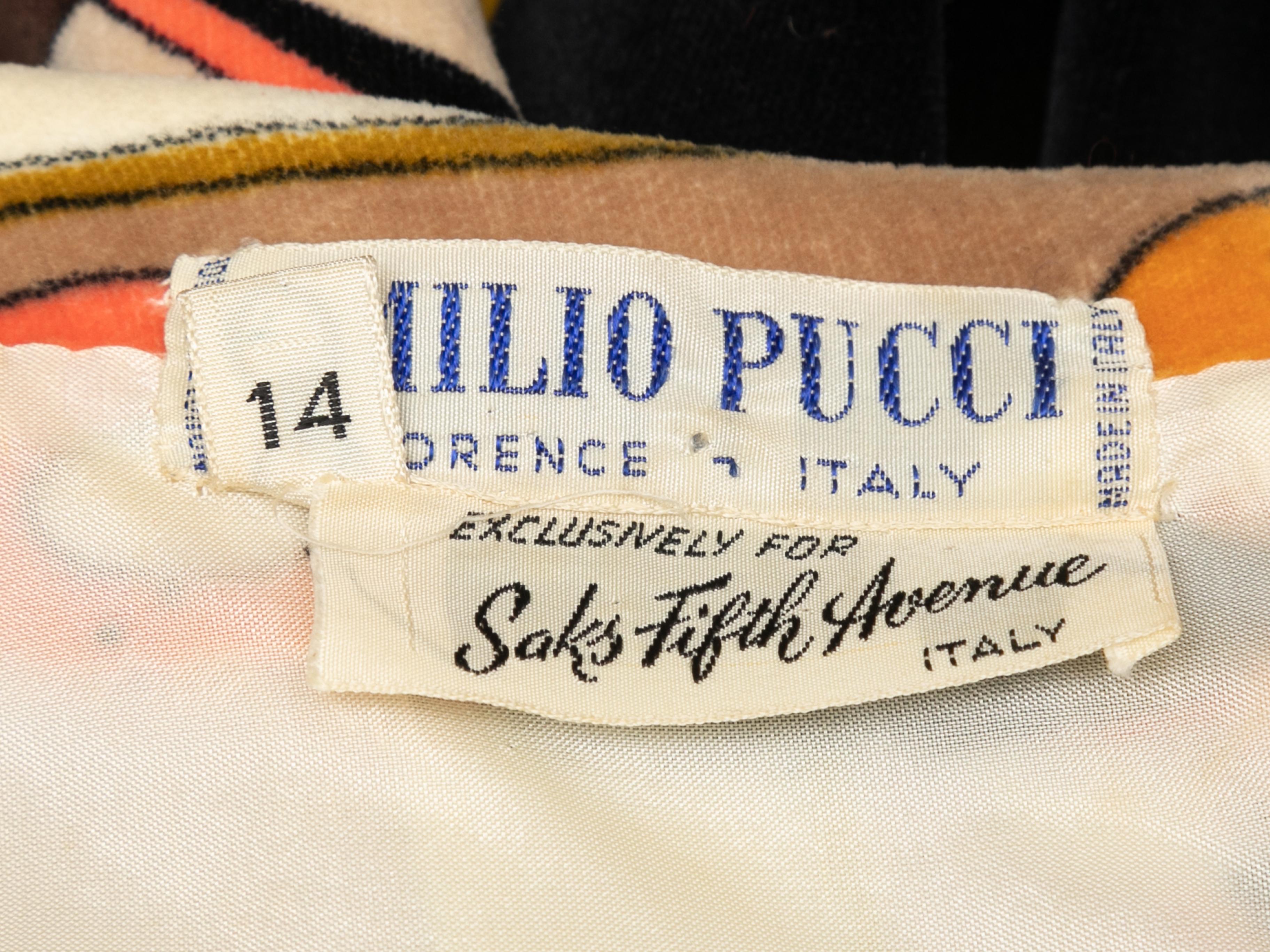 Women's or Men's Vintage Black & Multicolor Emilio Pucci Velvet Abstract Print Dress Size US 14