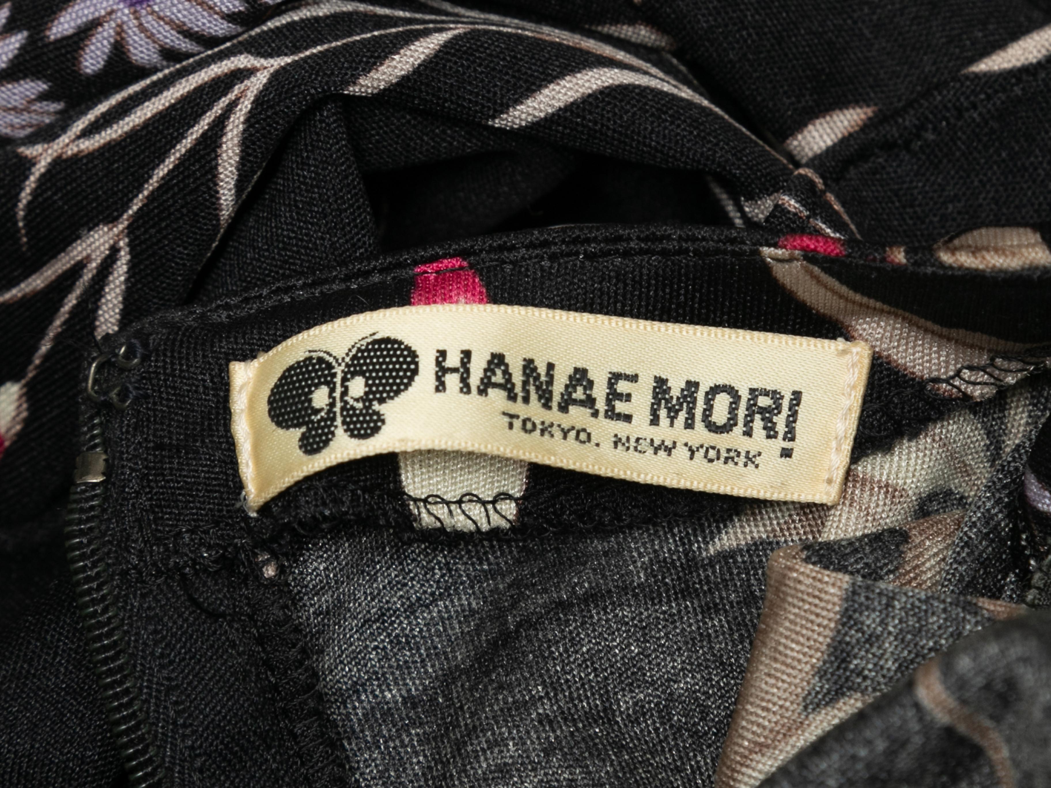 Vintage Black & Multicolor Hanae Mori Floral Print Dress Size US 8 1