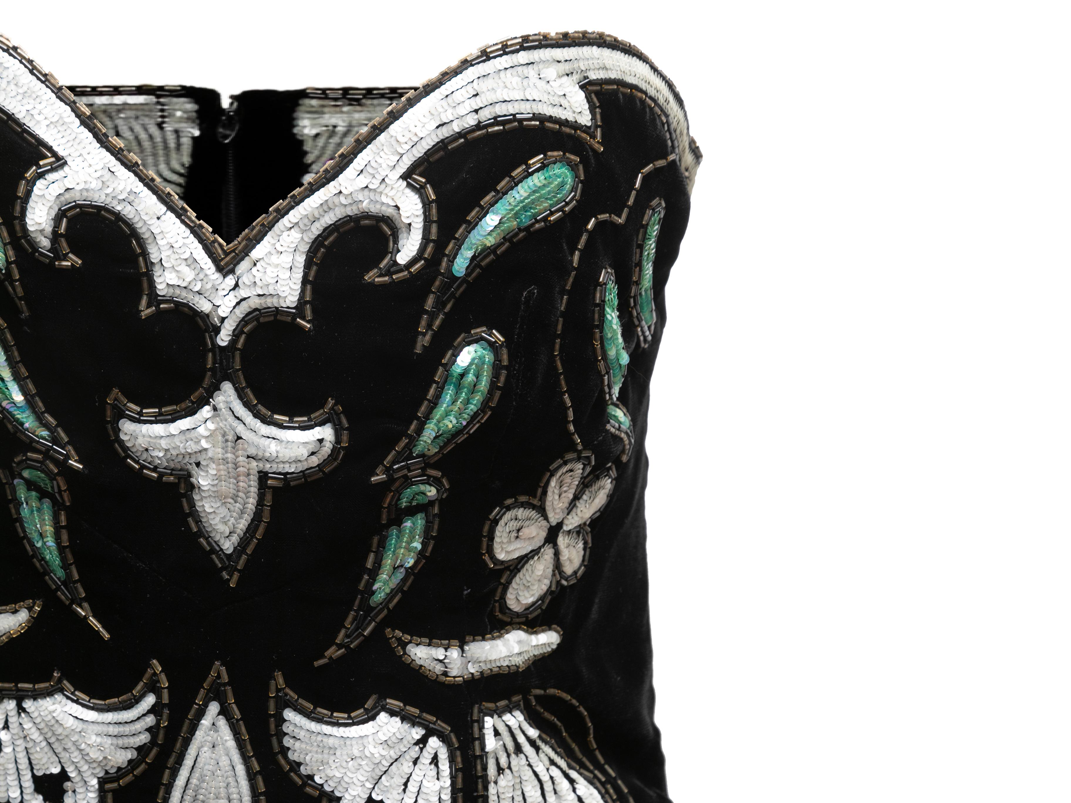 Women's Vintage Black & Multicolor Karl Lagerfeld Embellished Gown Size FR 40 For Sale