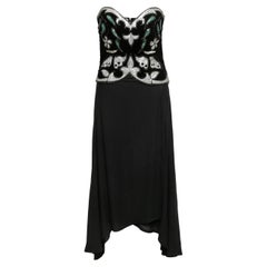 Robe embellie Karl Lagerfeld vintage noire et multicolore, taille FR 40