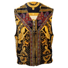 Vintage Black & Multicolor Versace Sport Printed Velvet Vest Size IT 48t