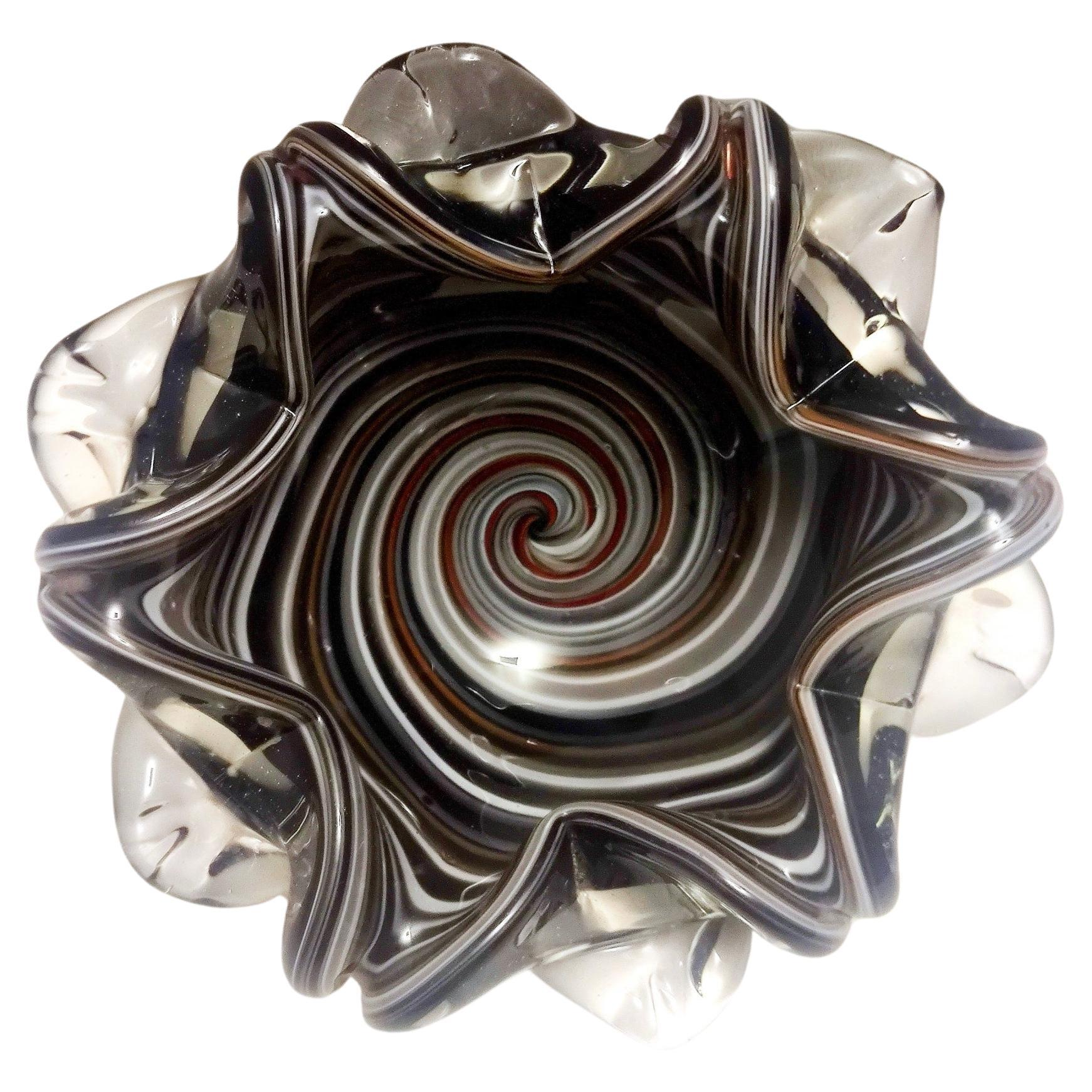 Posacenere d'epoca in vetro di Murano nero - Trinket Bowl di Fratelli Toso