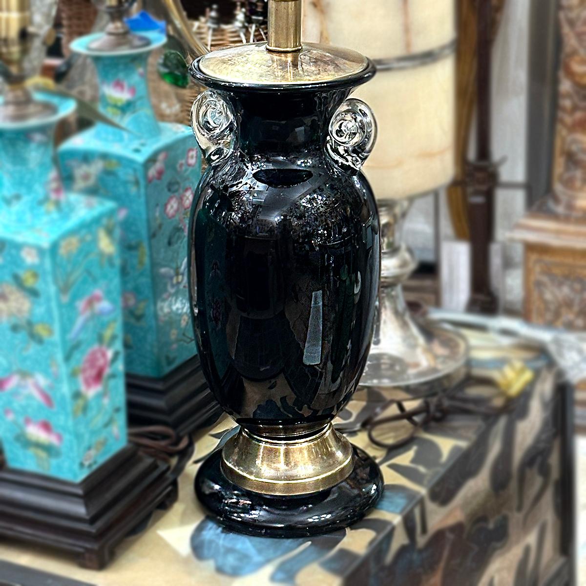 Lámpara vintage negra de Murano en venta 1