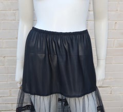 Vintage Black Net Tulle & Lace Crinoline Slip