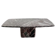 Vintage Black & Off-White, Burgundy, Rectangle Marble Dining Table 70s
