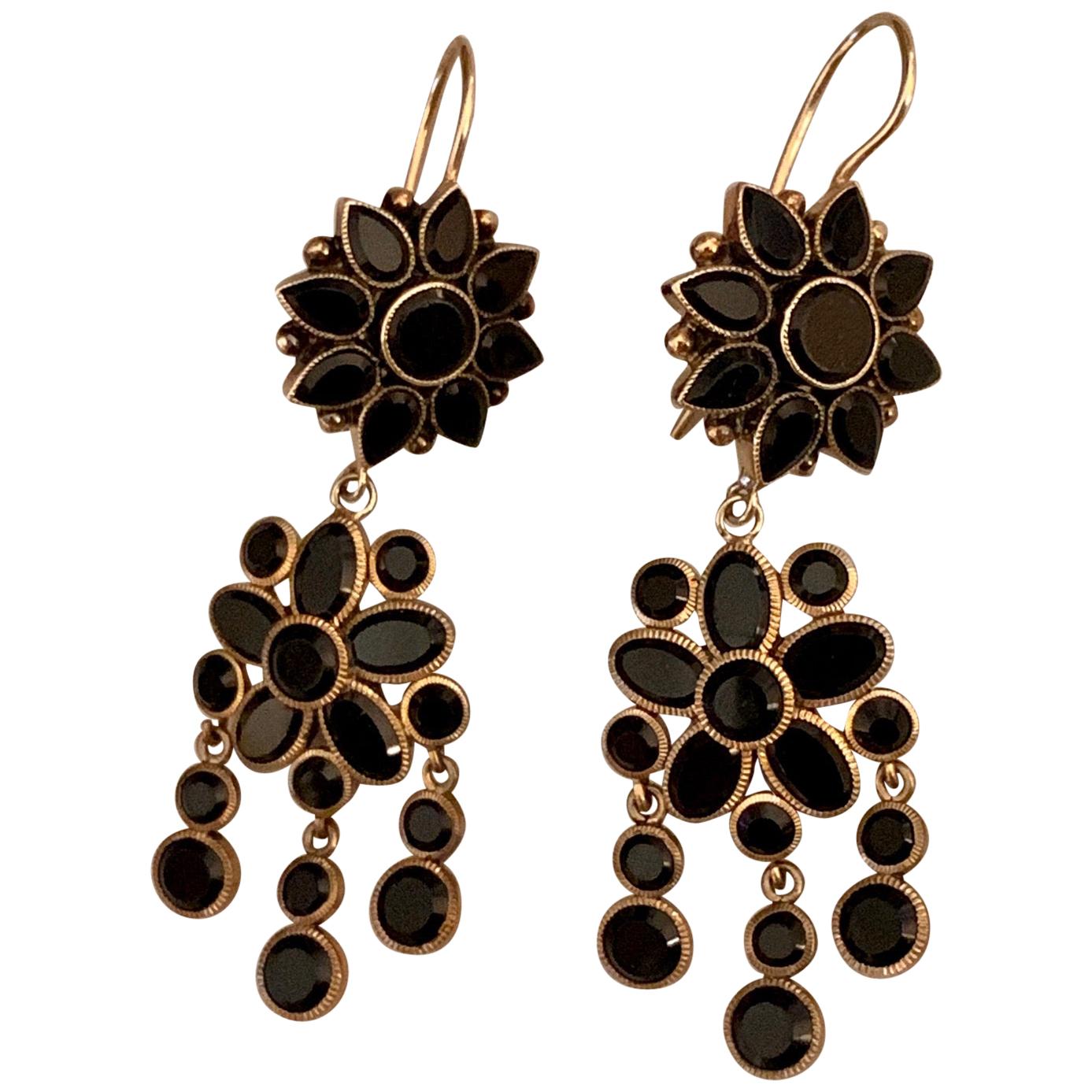 Custom Black Onyx and Diamond Earrings 14 Karat Yellow Gold For Sale at ...