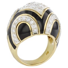 Vintage Black Onyx and Diamond Dome Ring