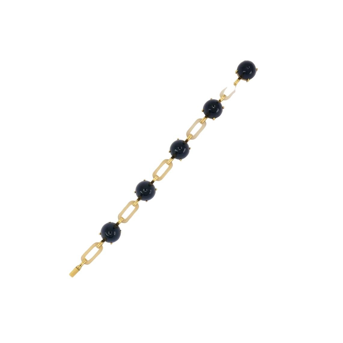 Pulsera vintage de ónice negro Eslabón de baquelita de oro de 14k en Excelente estado para la venta en Beverly Hills, CA