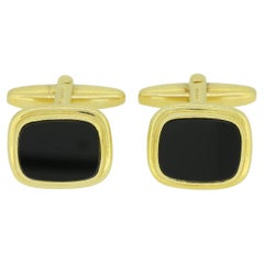 Gemelos vintage de ónice negro