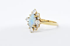Vintage Black Opal 0.90 Carat Diamond and 18 Karat Gold Ring