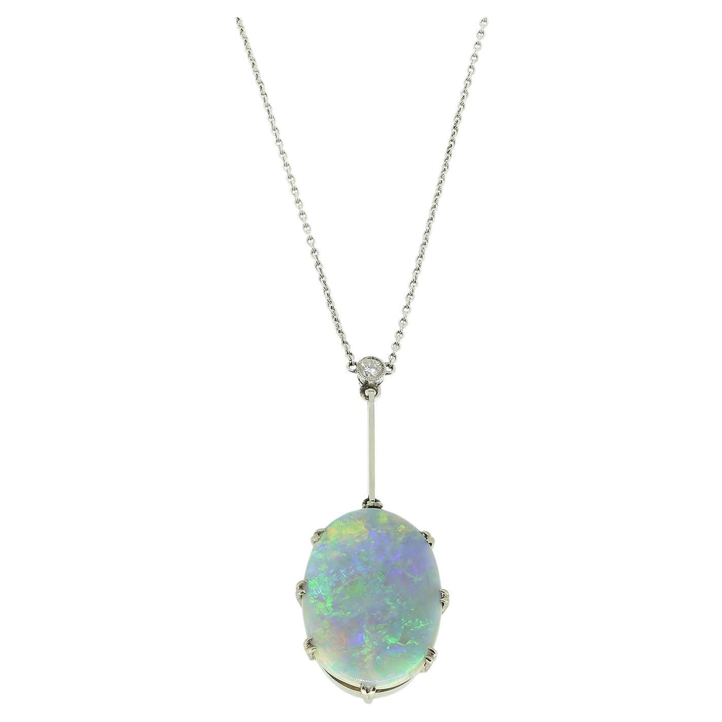 Collana con ciondolo in opale nero e diamanti Vintage By