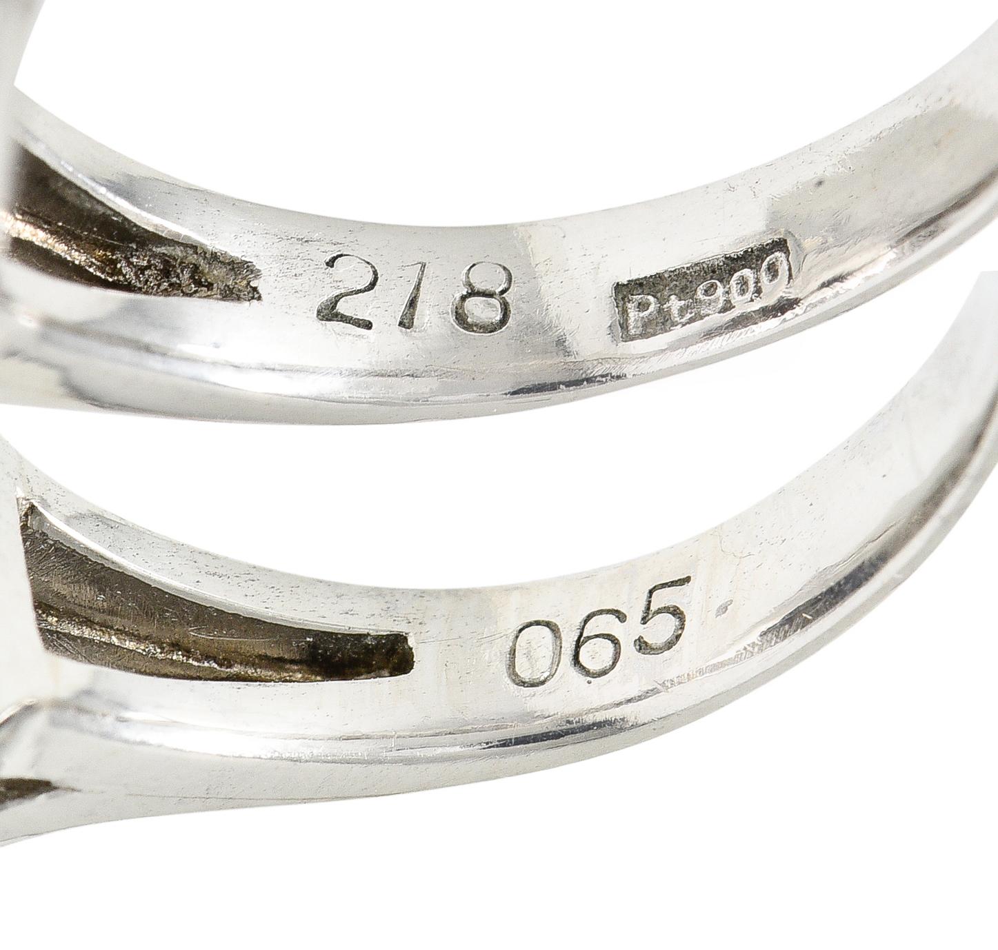 Contemporary Vintage Black Opal Cabochon Marquise Cut Diamond Platinum Cluster Ring