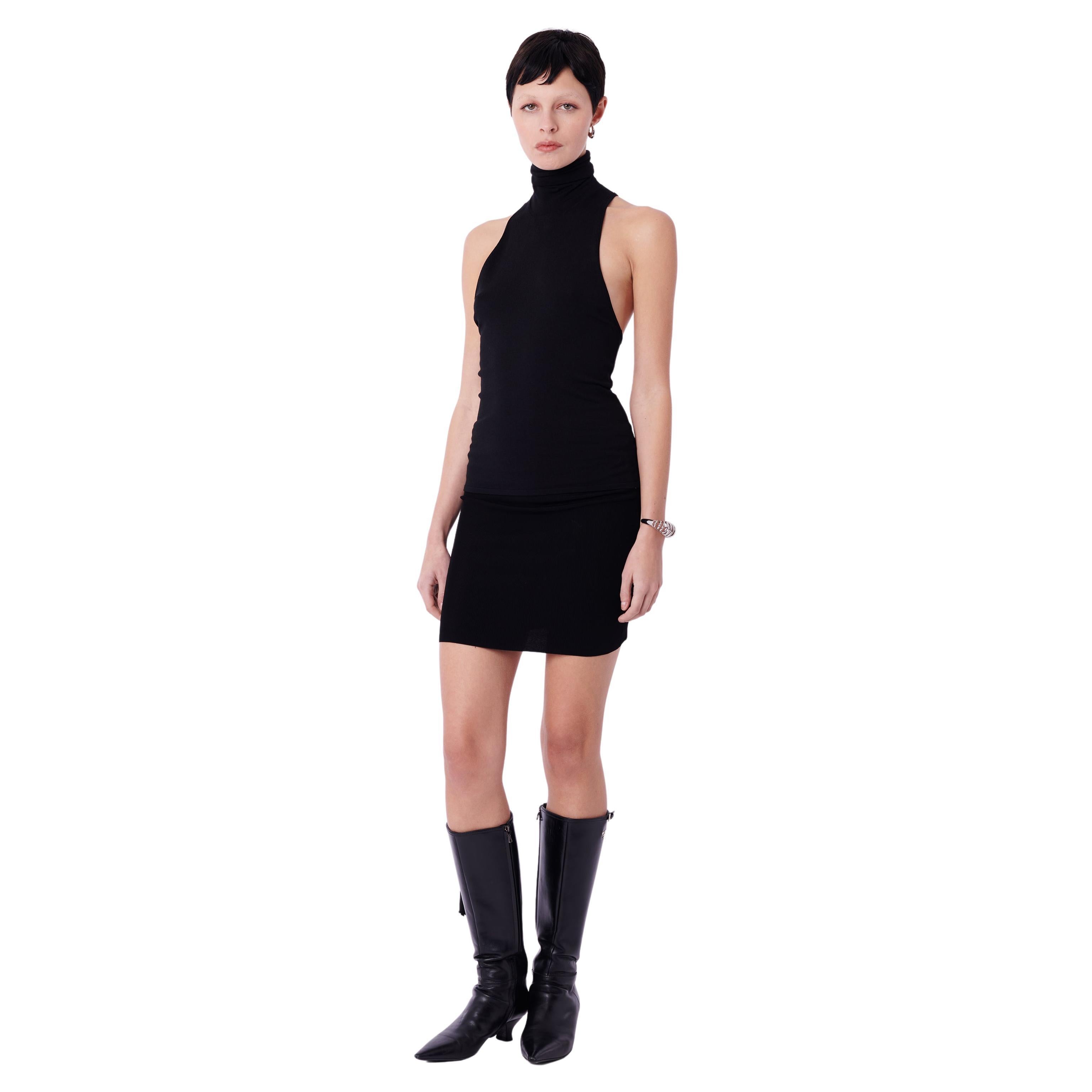 Vintage Tom Ford for Gucci Black Open Back Sleeveless Silk Turtleneck For Sale