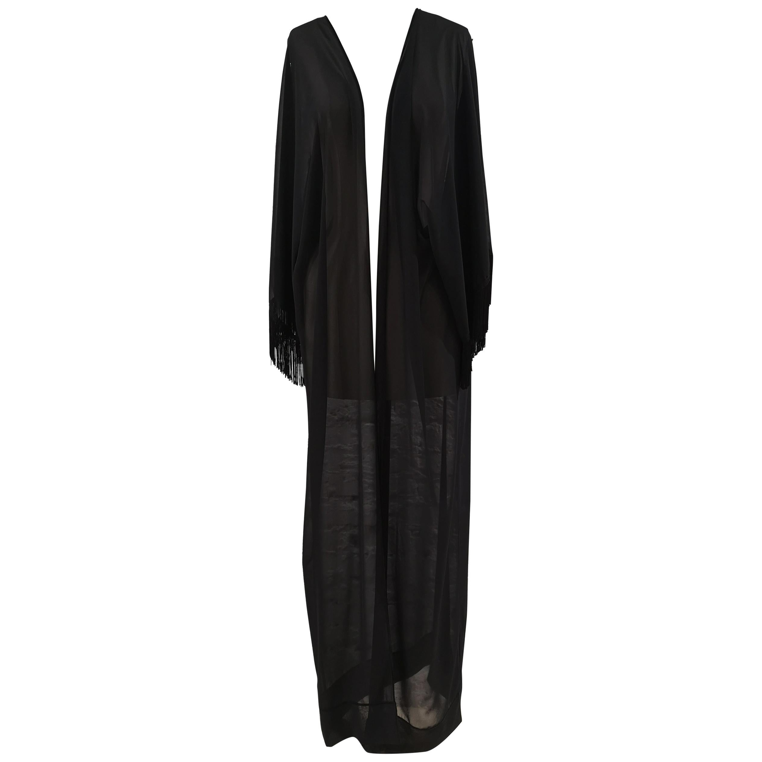 Vintage black Opera see through long cardigan