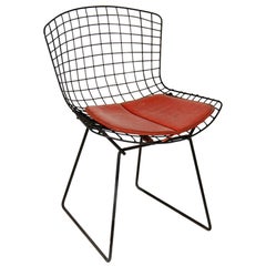 Vintage Black Original Harry Bertoia Chair by Knoll International, 1950 Red Seat